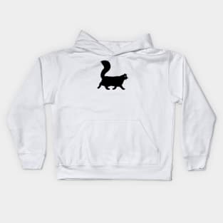 Black Cat with Long Fluffy Tail Kids Hoodie